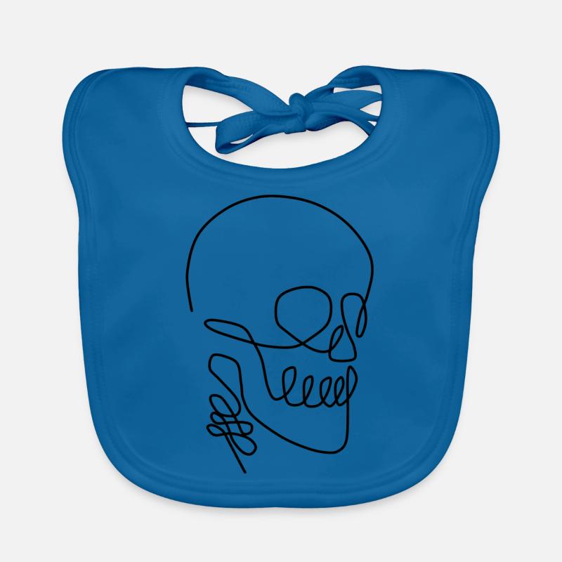 crâne - Bavoir bio Bébé - bleu paon
