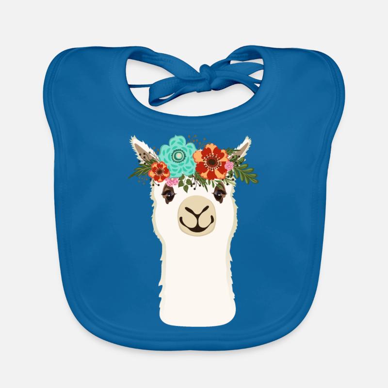 Alpaca avec des fleurs Bavoir bio Bébé