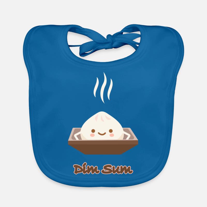 Devise de la cuisine asiatique: Dim sum - Bavoir bio Bébé - bleu paon