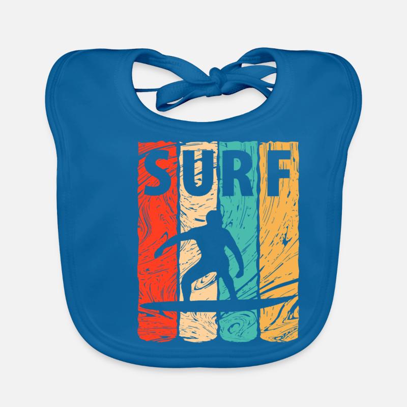 Surf, vague surf, surf, surf - Bavoir bio Bébé - bleu paon