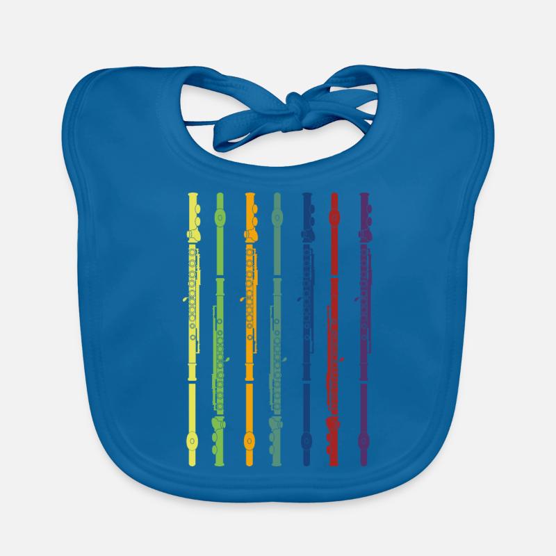 Flûtes rétro rétro vintage - Bavoir bio Bébé - bleu paon