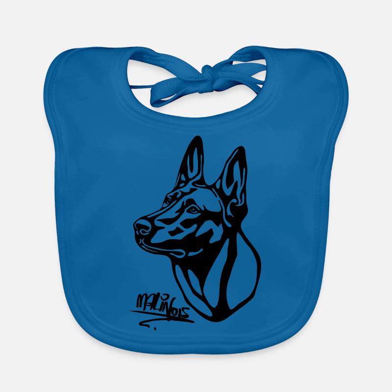 Malinois withoutBackground text - Baby Bio-Lätzchen - Pfauenblau
