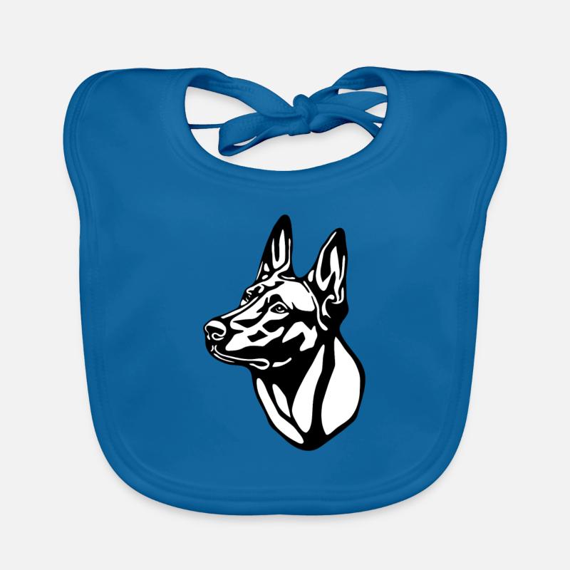 1 Malinois WHITEBackgroundohnetext - Baby Bio-Lätzchen - Pfauenblau