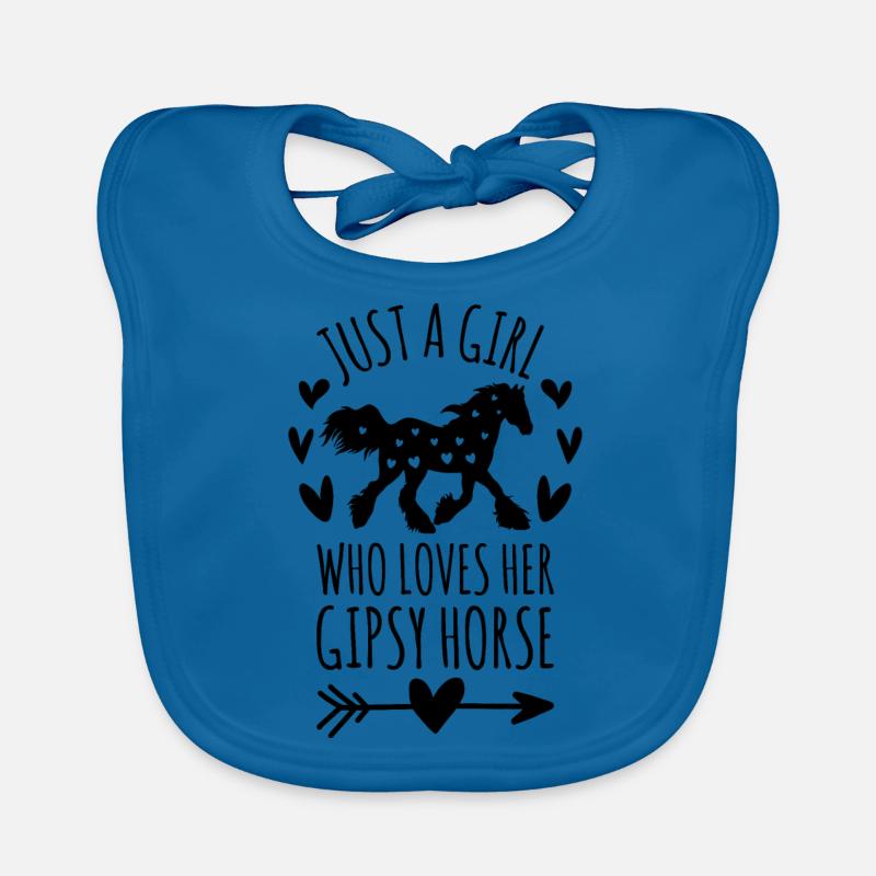 Juste une fille qui aime son cheval gitan Tinker - Bavoir bio Bébé - bleu paon