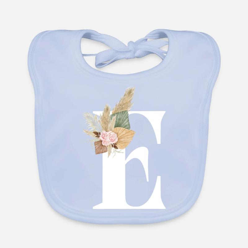 blumiger Buchstabe E Baby Bio-Lätzchen