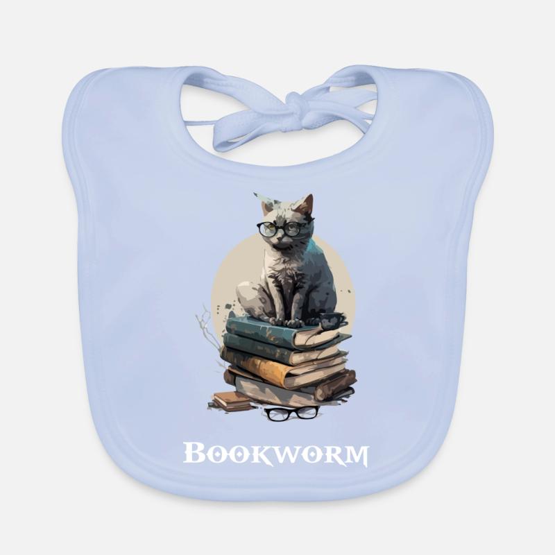 Bookworm the learned cat Organic Baby Bibs