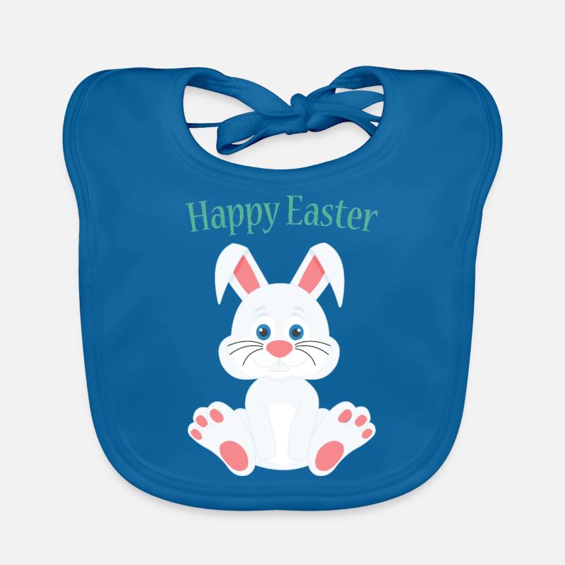 Lapin de Pâques mignon - Bavoir bio Bébé - bleu paon