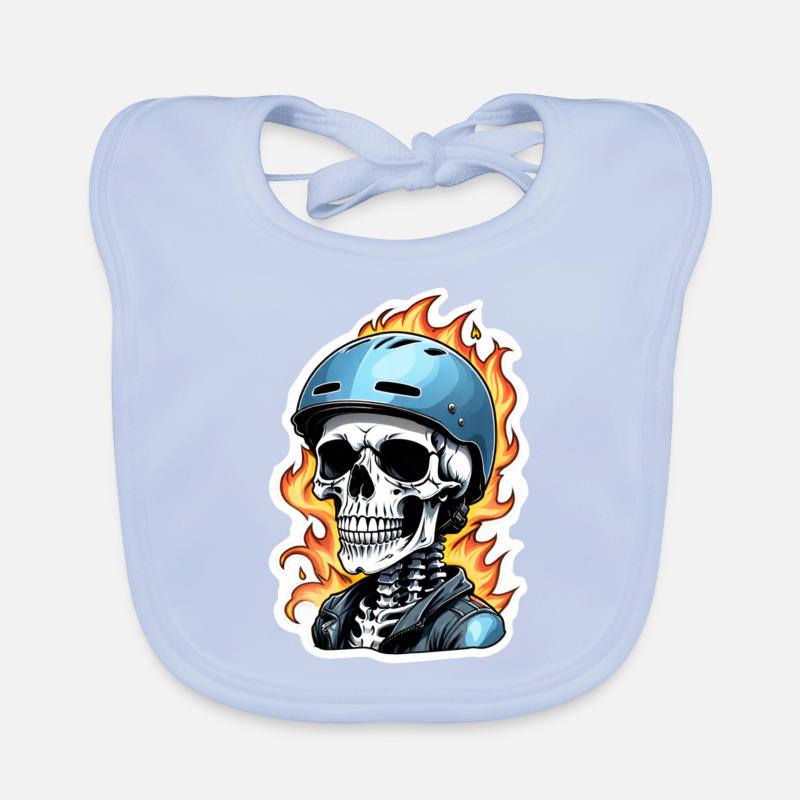 Retro Style Motorcycle - Skull and Skeleton Organic Baby Bibs