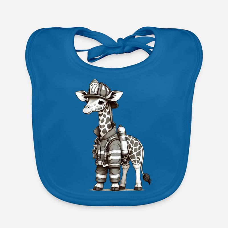 Cute Giraffe Firefighter Baby Bio-Lätzchen