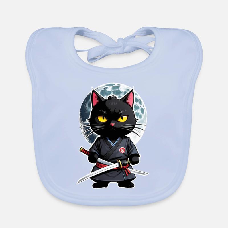 Ninja Cat - Samurai Kitten Organic Baby Bibs