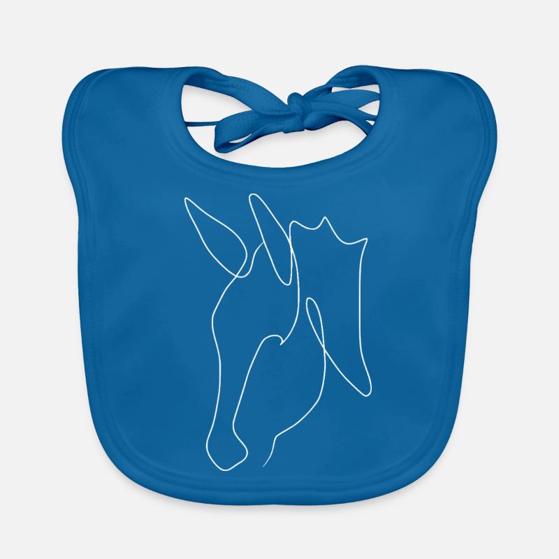 Tête d’âne minimale blanche - Bavoir bio Bébé - bleu paon