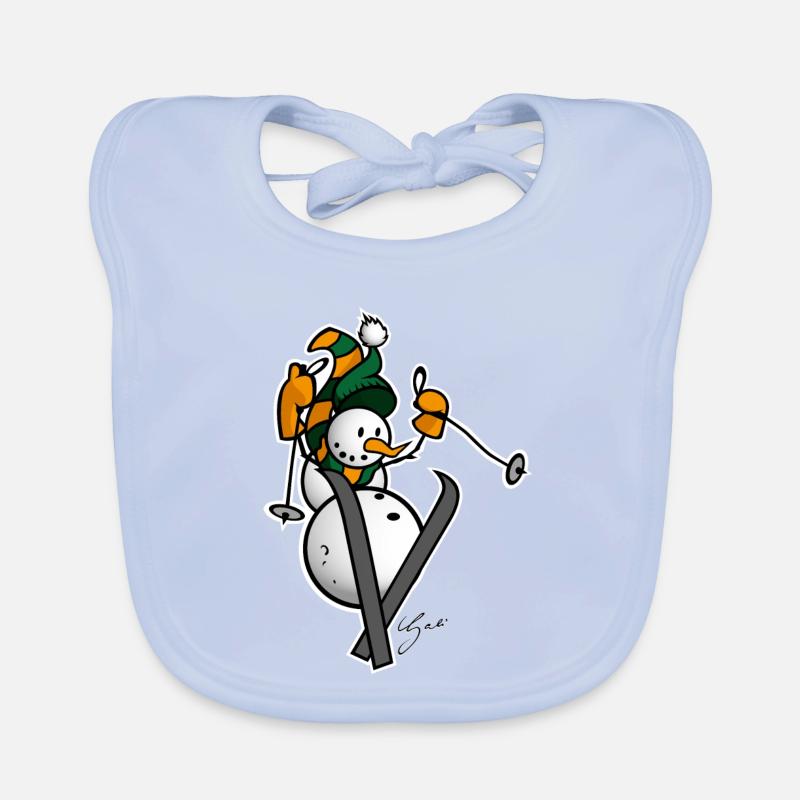 Snowman on skis Organic Baby Bibs