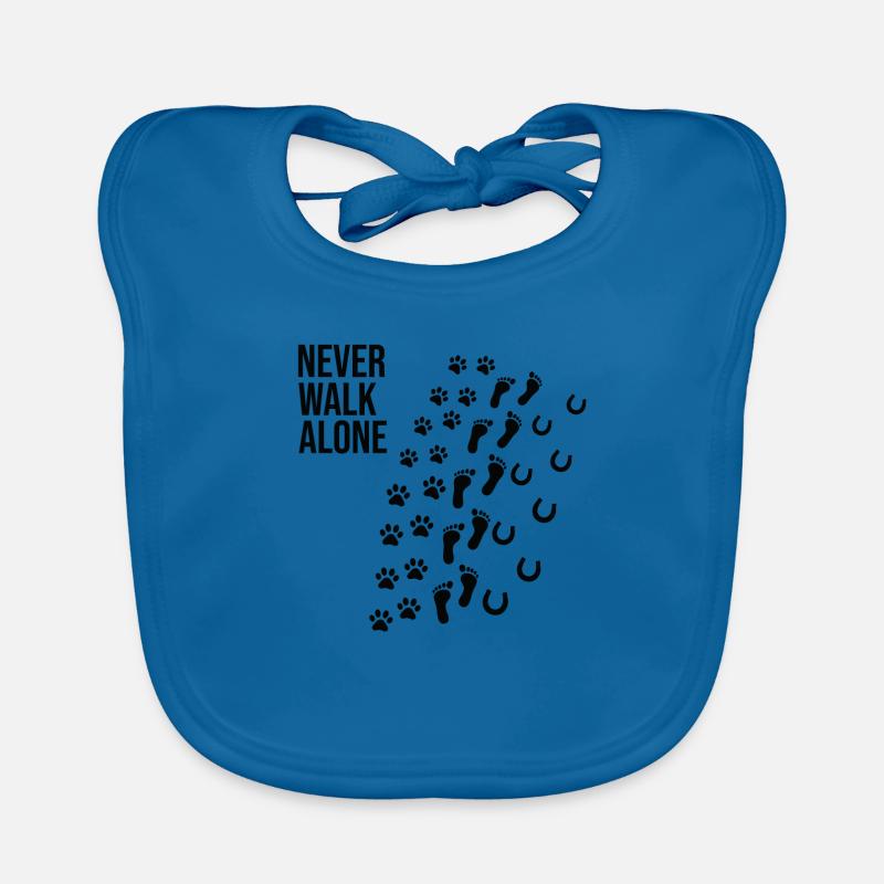 Never walk alone chien propriétaire de chien cadeau - Bavoir bio Bébé - bleu paon
