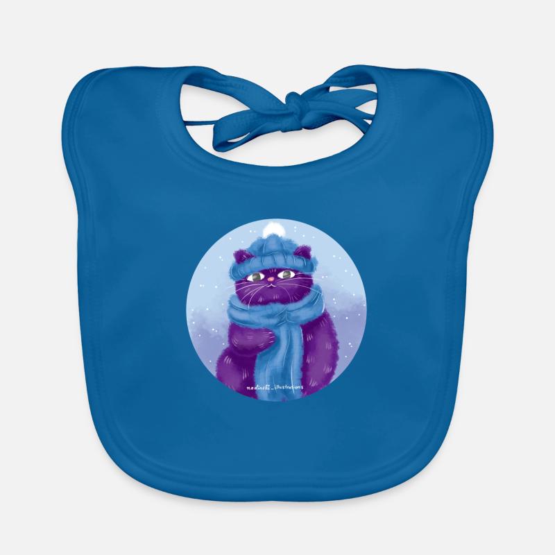 Bonnet de chat - Bavoir bio Bébé - bleu paon