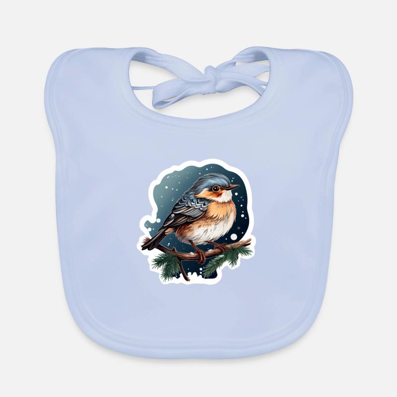 Verträumte Winternacht mit Vogel Baby Bio-Lätzchen