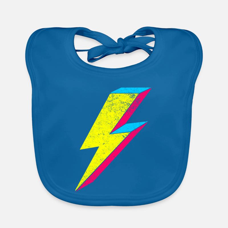 Neon Blitz Lightning Design 70s 80s Baby Bio-Lätzchen