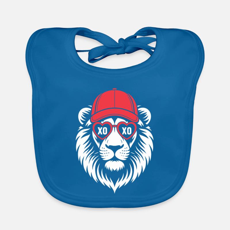 Bonnet de cœurs XO Lion - Bavoir bio Bébé - bleu paon