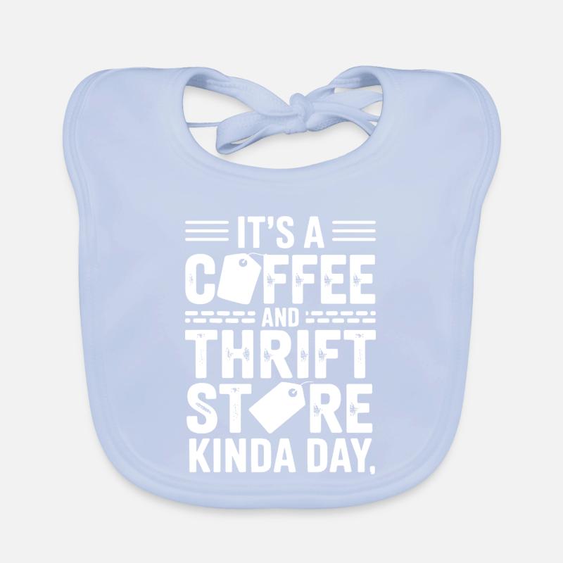 Kaffee-Secondhand-Laden-Tages-T-Shirt Baby Bio-Lätzchen