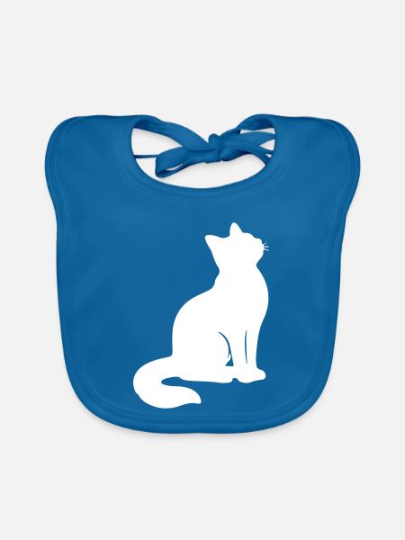 Sitzende Katze Silhouette Weiß - Baby Bio-Lätzchen - Pfauenblau