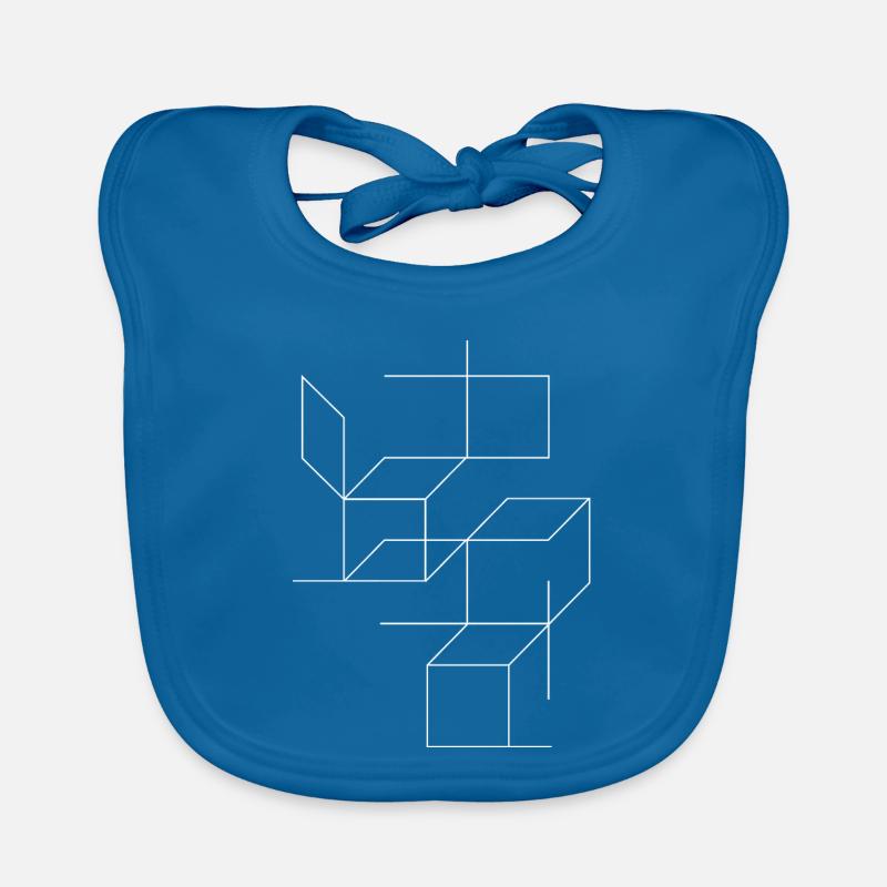 Geometric Cube Line Art Organic Baby Bibs