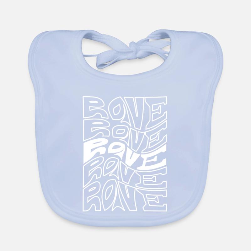 Rave Typography Waves Pattern Organic Baby Bibs