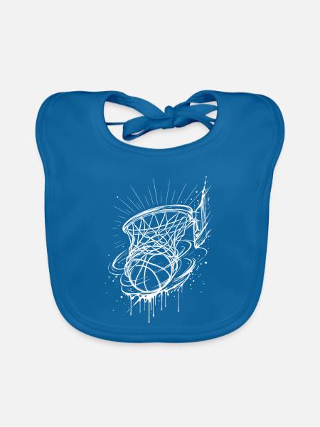Basketball Korb - Baby Bio-Lätzchen - Pfauenblau