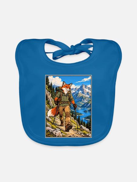 On the Trail – Fuchswanderer in den Bergen - Baby Bio-Lätzchen - Pfauenblau
