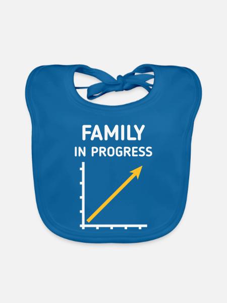 Family In Progress (Schwanger / Eltern / NEG 2C) - Baby Bio-Lätzchen - Pfauenblau - Vorne