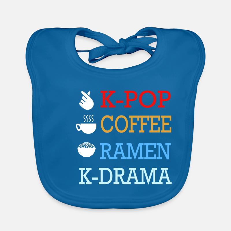 K-Pop Café Korea Pop Kdrama Kpop Corée - Bavoir bio Bébé - bleu paon