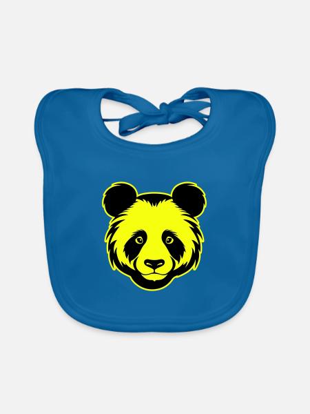 Panda Kopf Porträt Symbol - Baby Bio-Lätzchen - Pfauenblau - Vorne