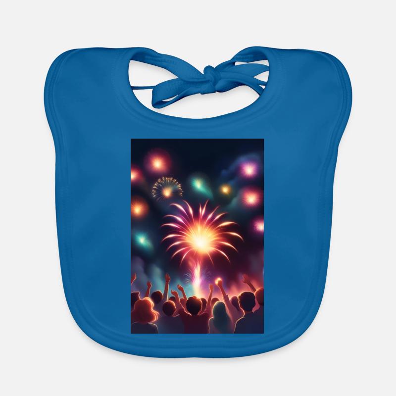 Superbe feu d’artifice - Bavoir bio Bébé - bleu paon