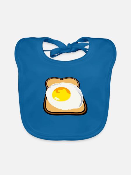 Toast & œuf au plat - délicieux petit déjeuner - sandwich - Bavoir bio Bébé - bleu paon - Devant