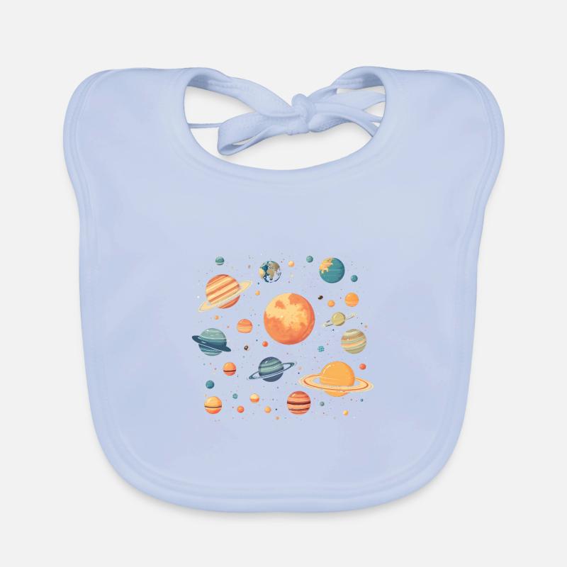 Bunte Planeten die durchs All schweben Baby Bio-Lätzchen