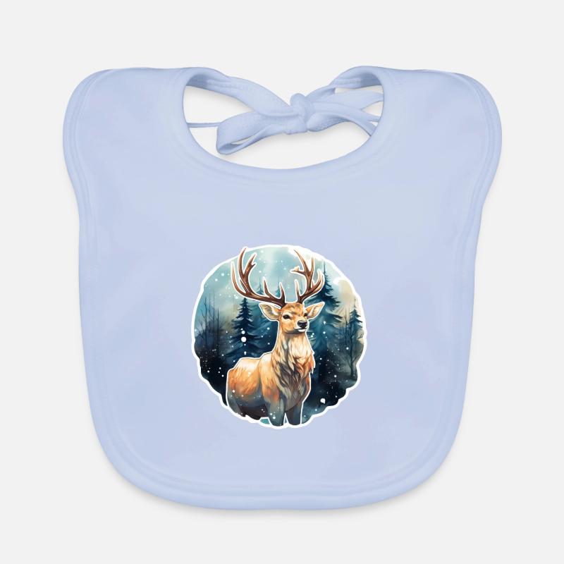Deer in snowy forest Organic Baby Bibs