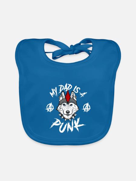 HUSKY Punk Papa - Organic Baby Bibs - peacock-blue - Front