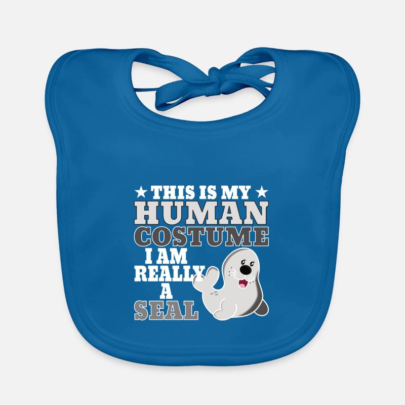 Seehund Robbe Halloween Seelöwe Geschenkidee - Baby Bio-Lätzchen - Pfauenblau