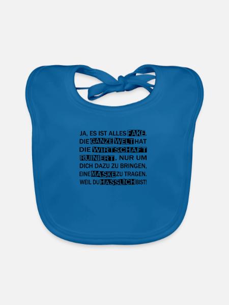 Lustige Corona Sprüche Verschwörung - Baby Bio-Lätzchen - Pfauenblau - Vorne