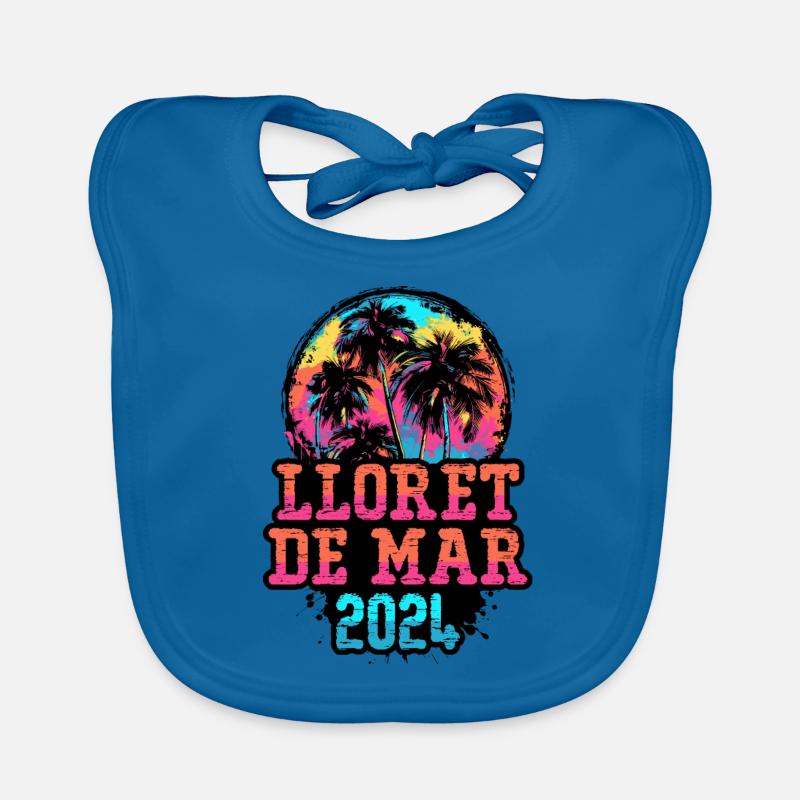 Lloret De Mar 2024 Team Palm Trees Multicolored Organic Baby Bibs