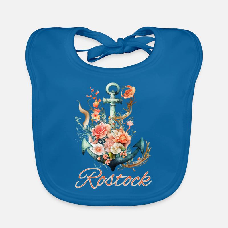 Ancre Rostock avec fleurs Bavoir bio Bébé