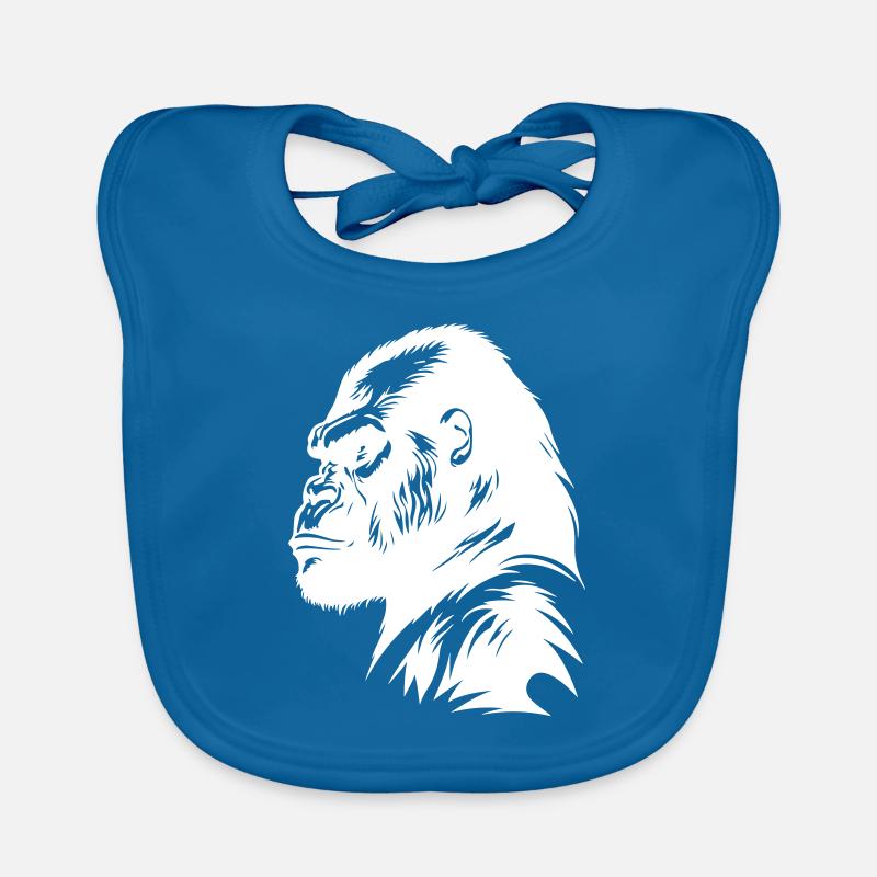 Silhouette de symbole de gorille - Bavoir bio Bébé - bleu paon