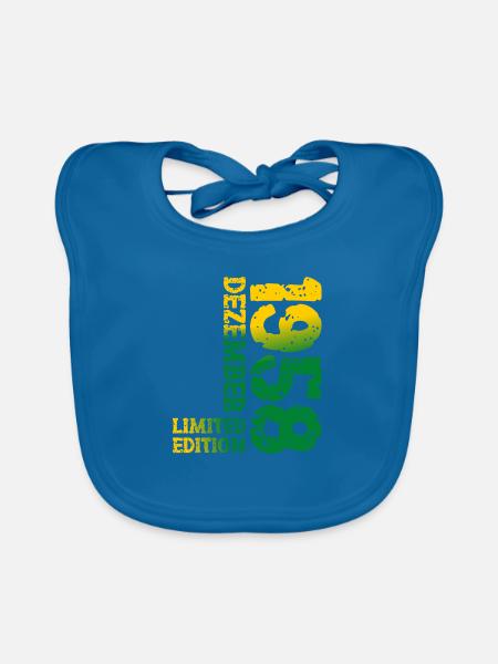 1958 Dezember Limited Edition 65. Geburtstag Deko - Baby Bio-Lätzchen - Pfauenblau