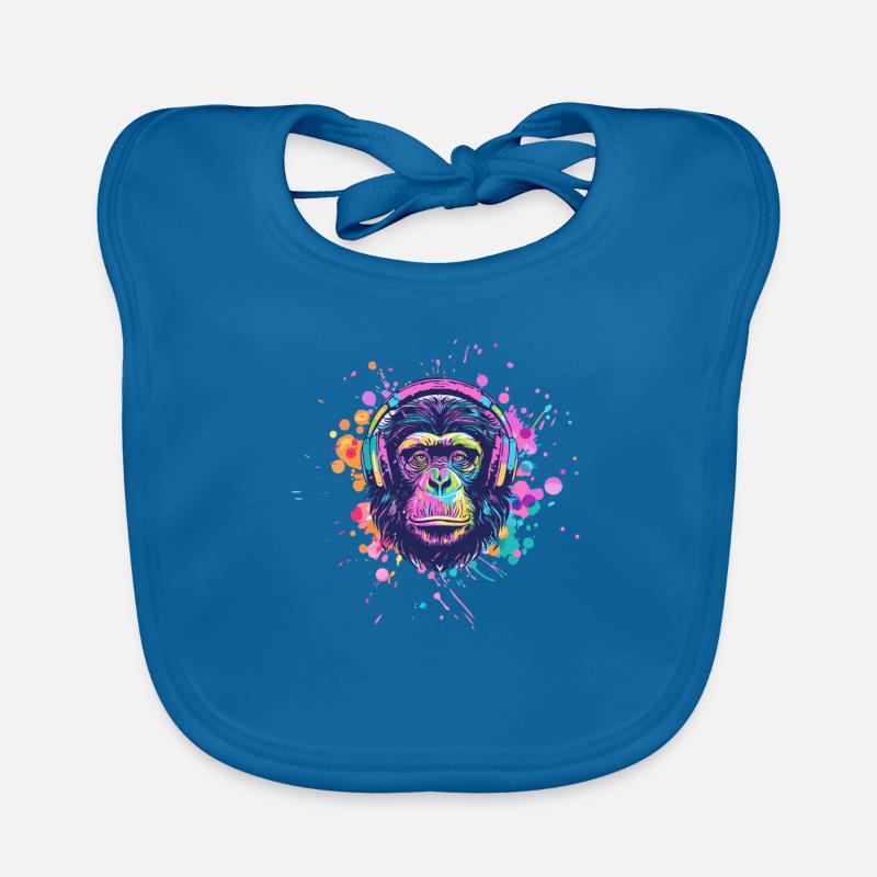 Affe Mit Kopfhörer Damen Deko Herren Geschenk Baby Bio-Lätzchen