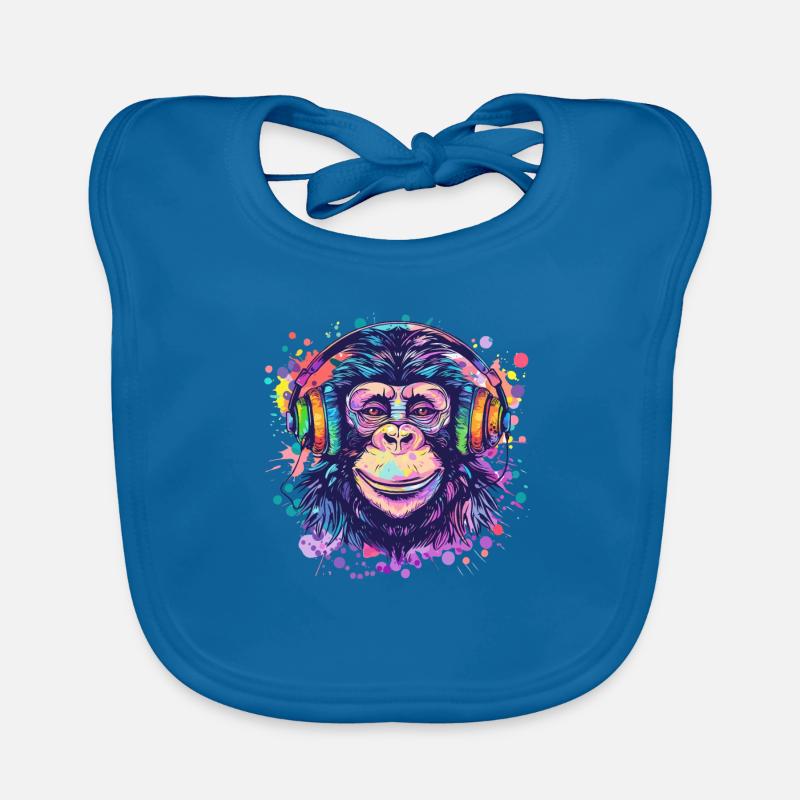 Affe Mit Kopfhörer Damen Deko Herren Geschenk Baby Bio-Lätzchen