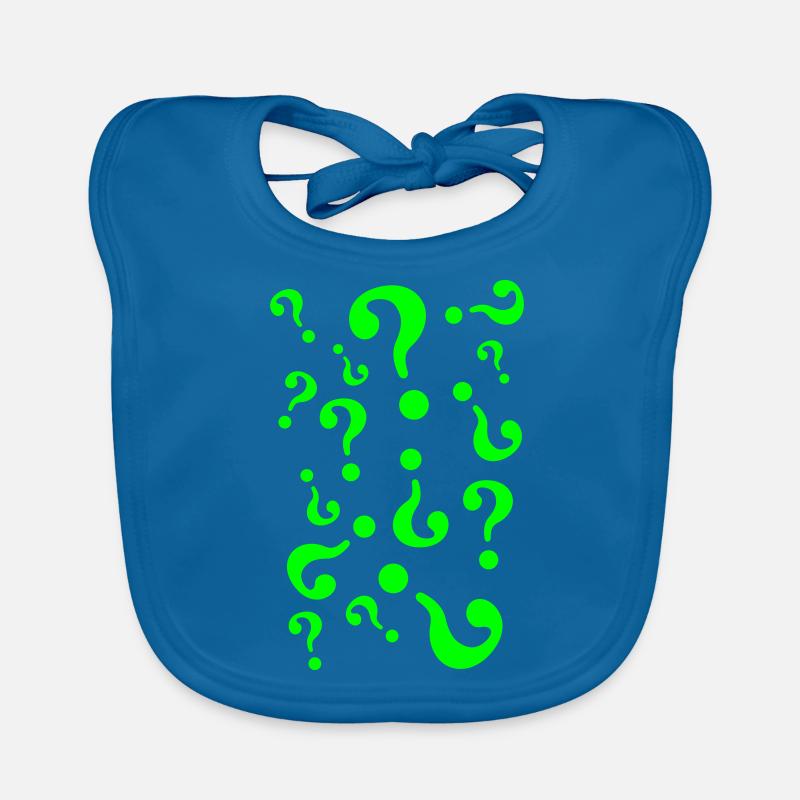 Question Marks - Organic Baby Bibs - peacock-blue