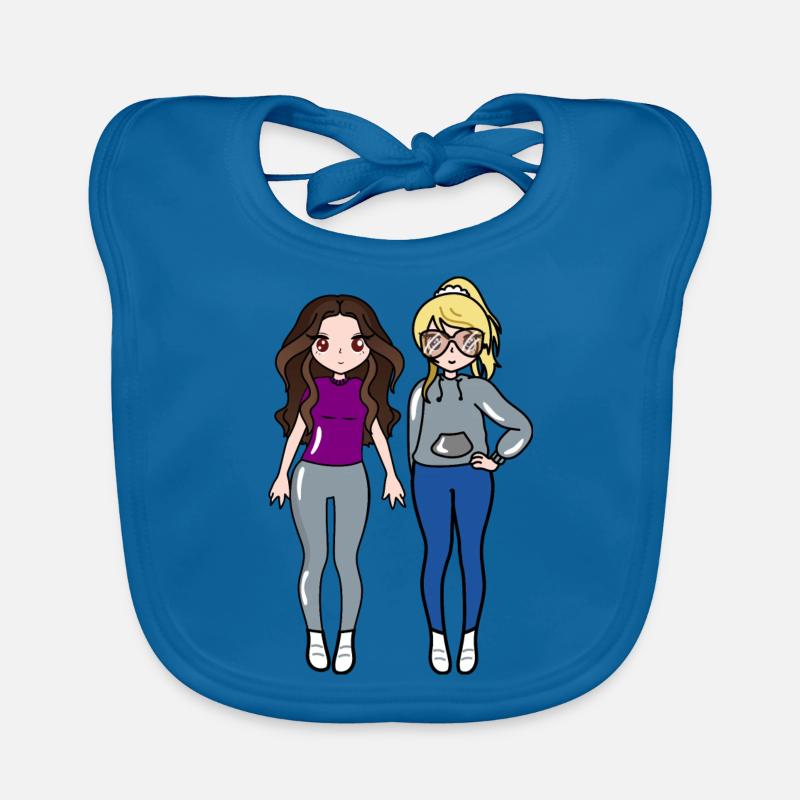 2 Mädchen, lila Bluse Baby Bio-Lätzchen