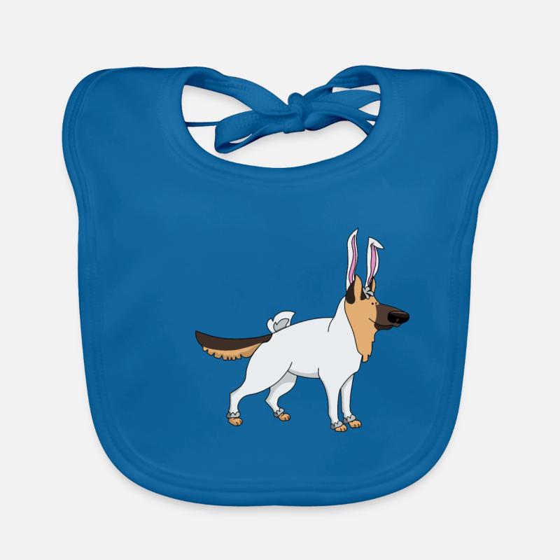 German shepherd in easter bunny costume Easter Organic Baby Bibs