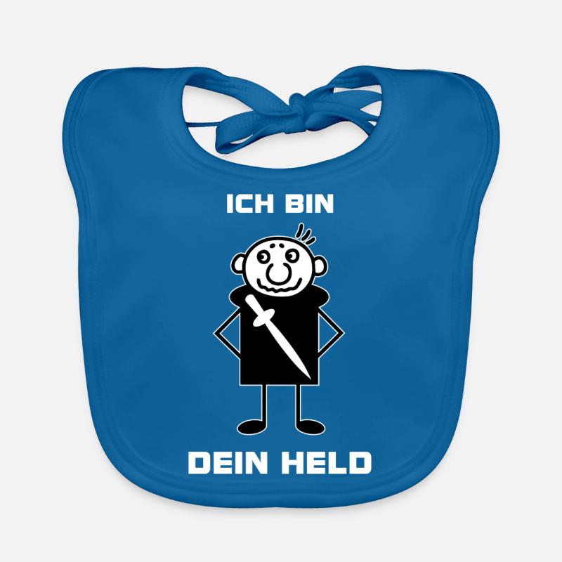 Ritter mit Schwert - ich Bin Dein Held - Baby Bio-Lätzchen - Pfauenblau