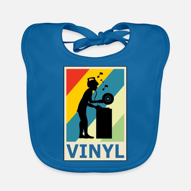 Rétro Vintage Style DJ Deejee Vinyle Disque - Bavoir bio Bébé - bleu paon