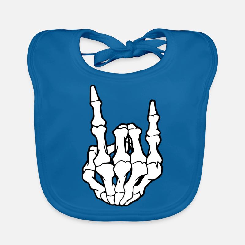 Hand Skelett Rock´n´ Roll Geschenk Idee weiss Baby Bio-Lätzchen