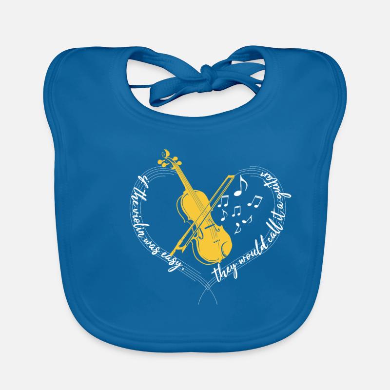 violon - Bavoir bio Bébé - bleu paon